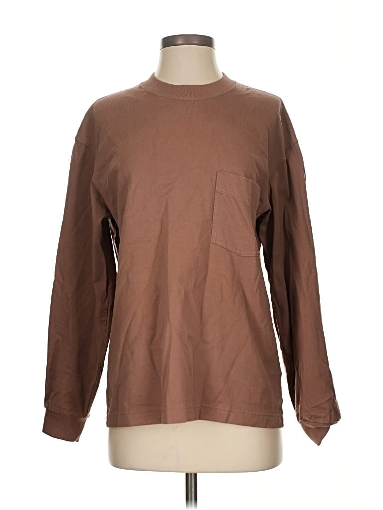 Pre-owned Uniqlo U Long Sleeve T-shirt In Brown