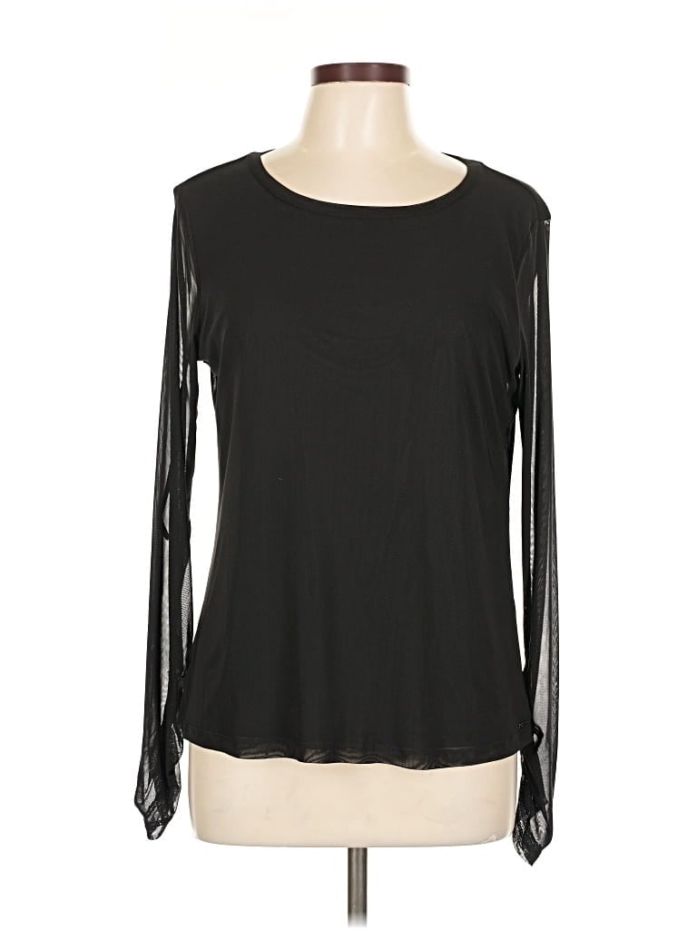 Pre-owned Calvin Klein Long Sleeve Top Black Boatneck Tops