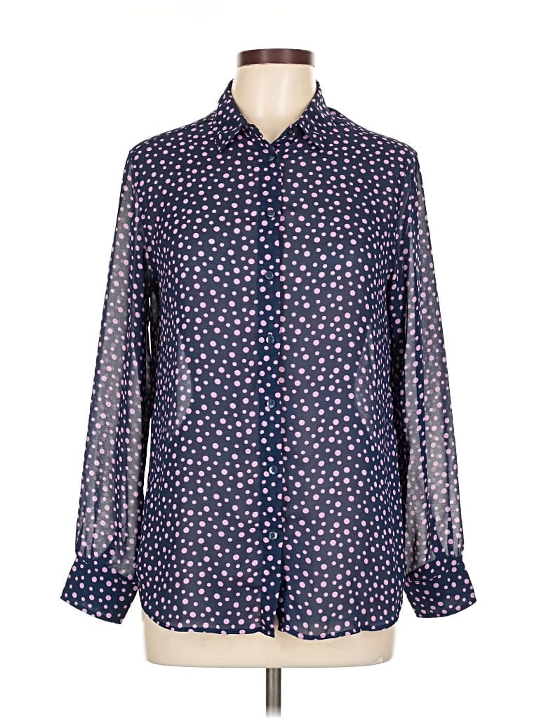 Pre-owned Uniqlo Long Sleeve Blouse In Blue