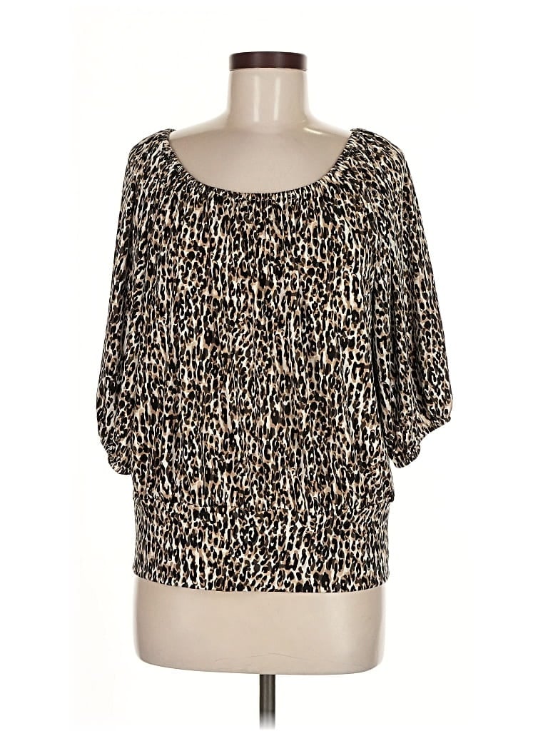 Pre-owned Chaus 3/4 Sleeve Top Gold Scoop Neck Tops