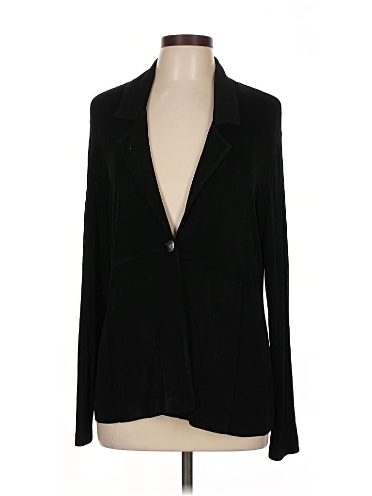 Pre-owned Travelers By Chico's Long Sleeve Top Black Plunge Neckline Tops