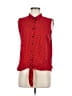 Ela Polka Dots Red Sleeveless Button-Down Shirt Size M - photo 1