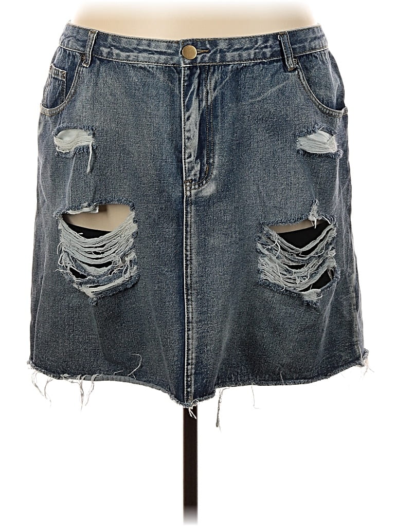 Pre-owned Boohoo Denim Skirt In Blue