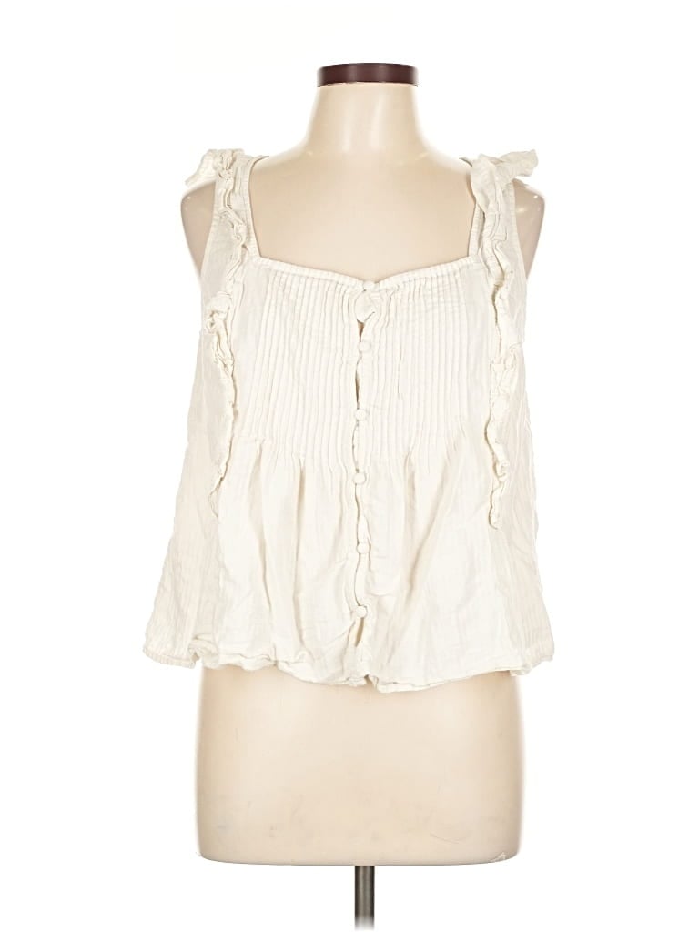 Pre-owned Express Sleeveless Blouse In White