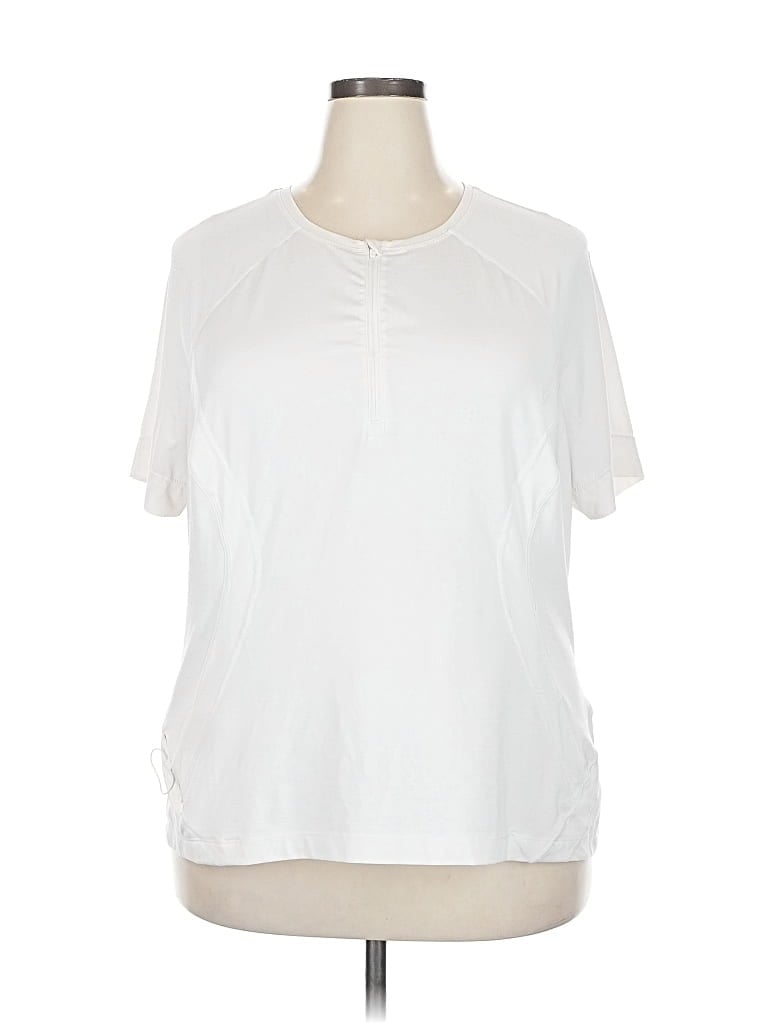 Pre-owned Athleta Short Sleeve Henley Shirt In White