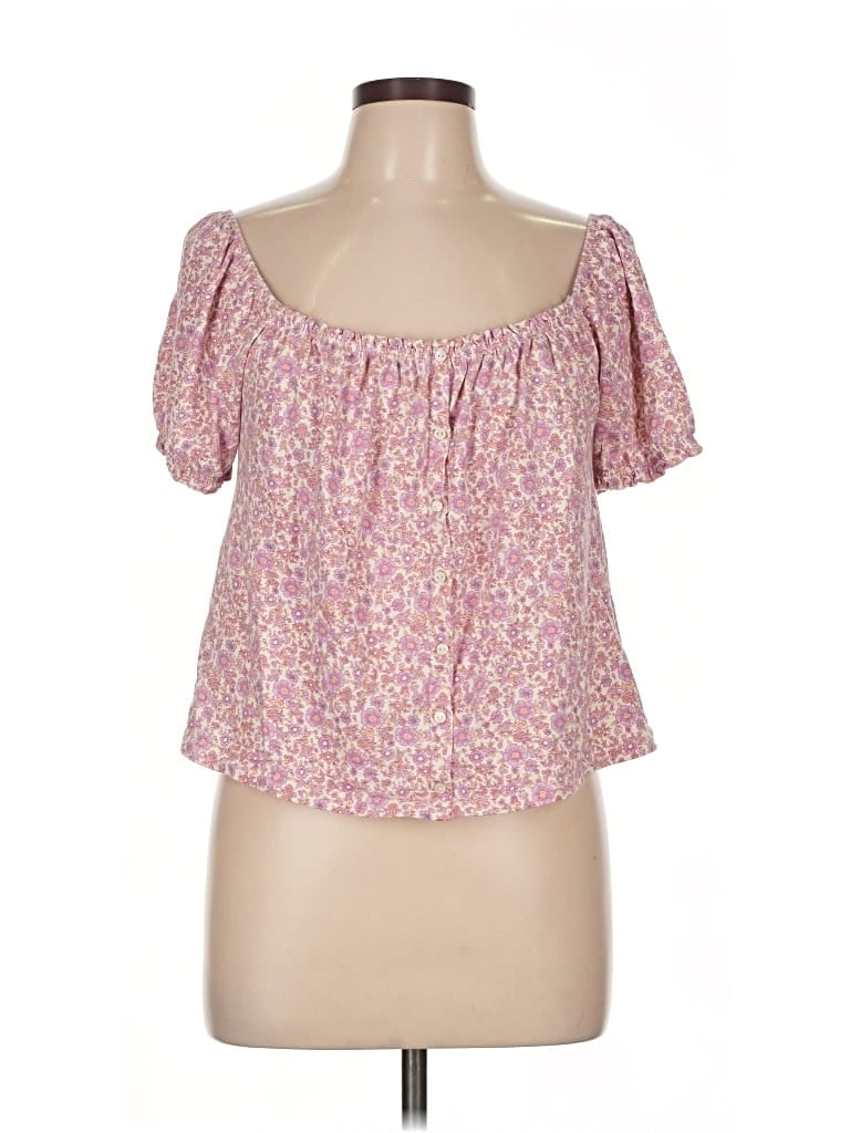 Pre-owned American Eagle Outfitters Short Sleeve Blouse In Pink