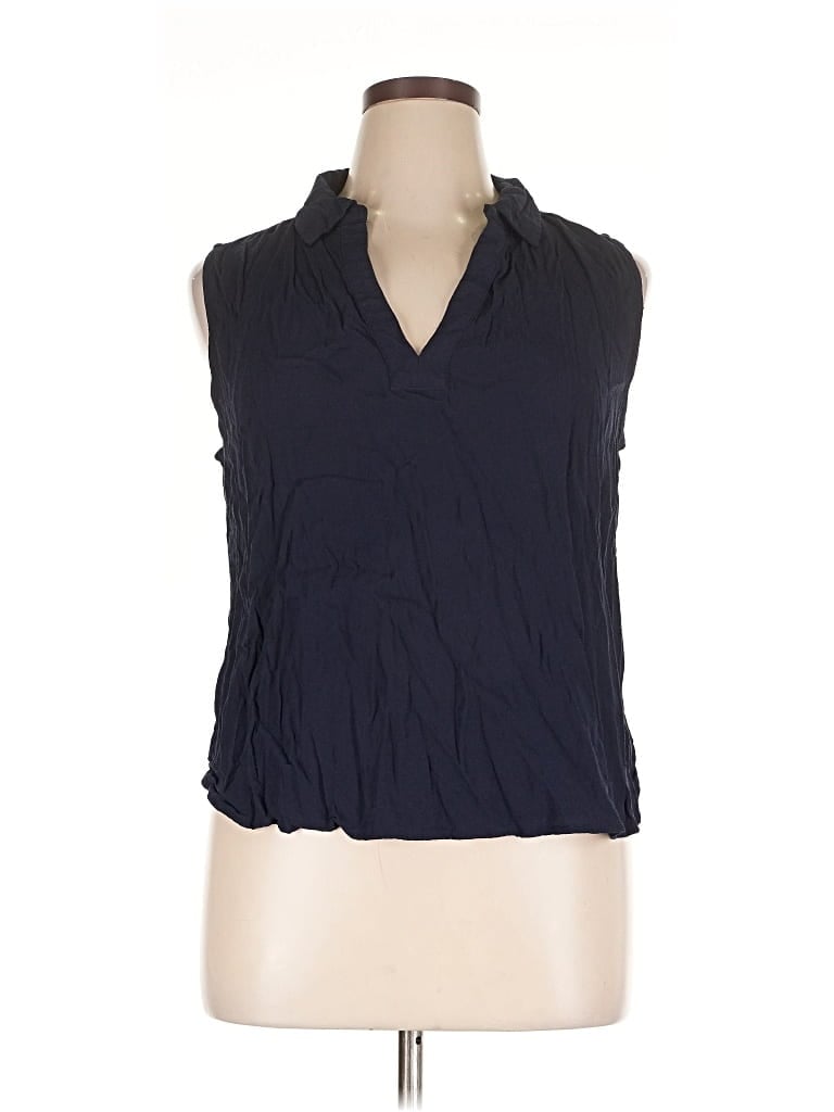 Pre-owned Ann Taylor Loft Sleeveless Blouse In Blue