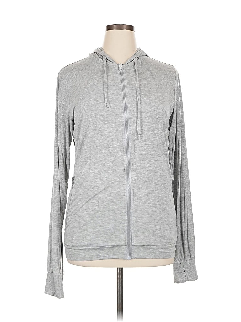 Pre-owned Assorted Brands Zip Up Hoodie In Gray
