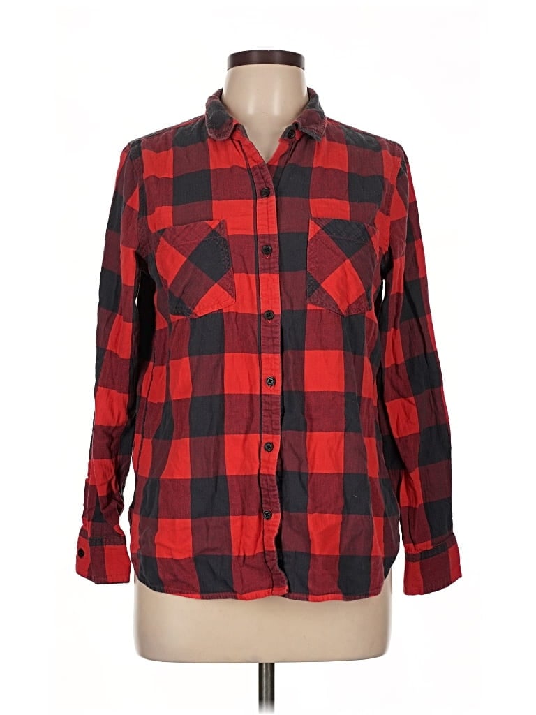 Pre-owned Old Navy Long Sleeve Button Down Shirt In Red