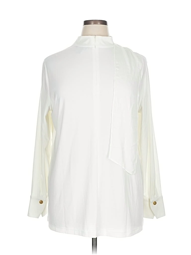 Pre-owned Dennis By Dennis Basso Long Sleeve Blouse In White