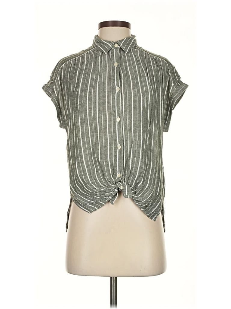 Pre-owned Lucky Brand Short Sleeve Blouse In Green