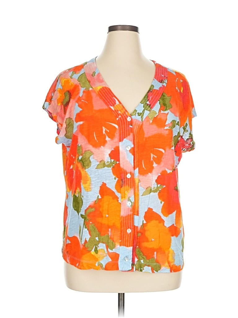Pre-owned J By Joie Short Sleeve Blouse In Orange