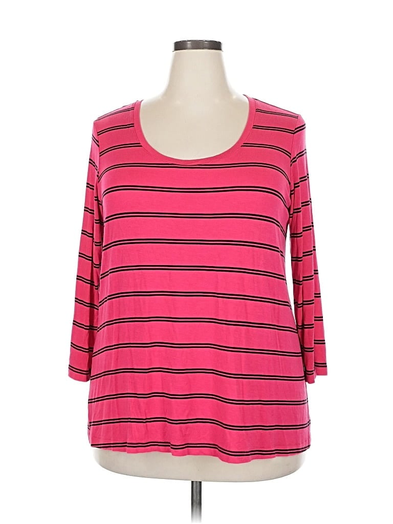 Pre-owned Cato 3/4 Sleeve Top Pink Scoop Neck Tops