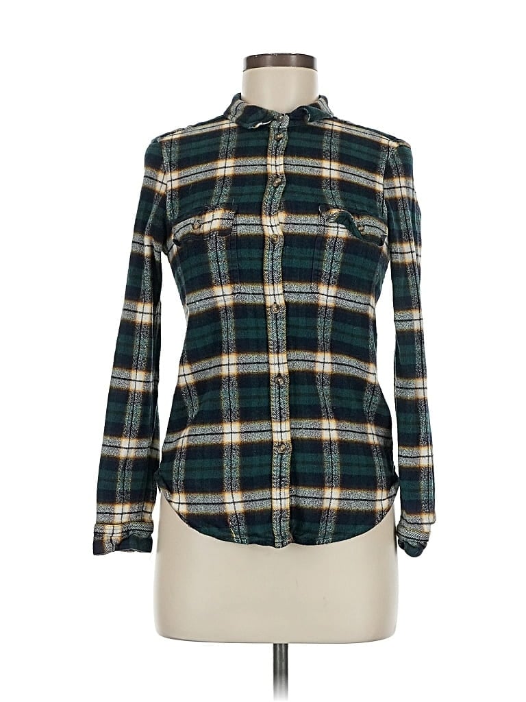 Pre-owned American Eagle Outfitters Long Sleeve Button Down Shirt In Green