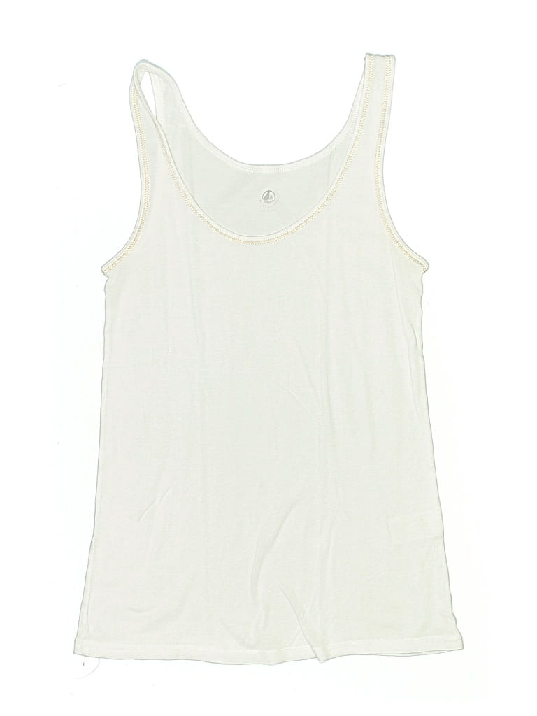 Pre-owned Petit Bateau Kids' Tank Top Ivory Scoop Neck Tops In White