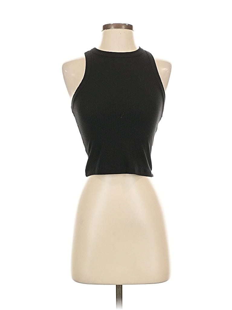 Pre-owned Open Edit Sleeveless Top Black Halter Neckline Tops