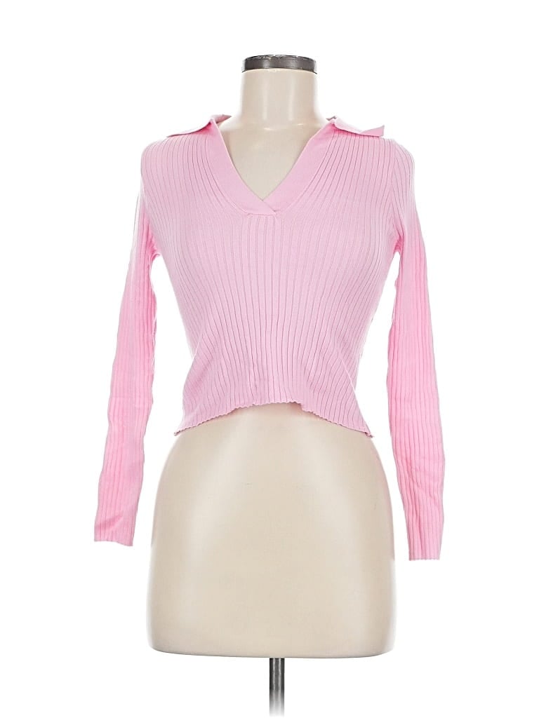 Pre-owned Pink Lily Long Sleeve Top Pink Open Neckline Tops