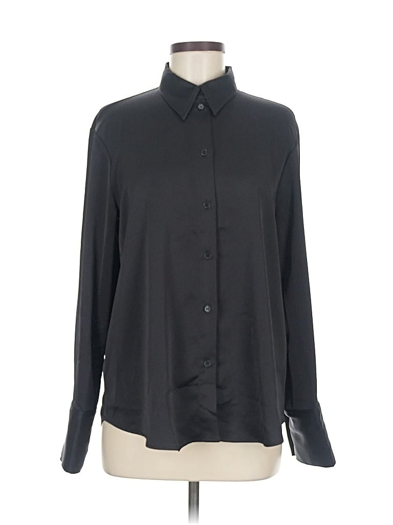 Pre-owned H&m Long Sleeve Blouse In Black