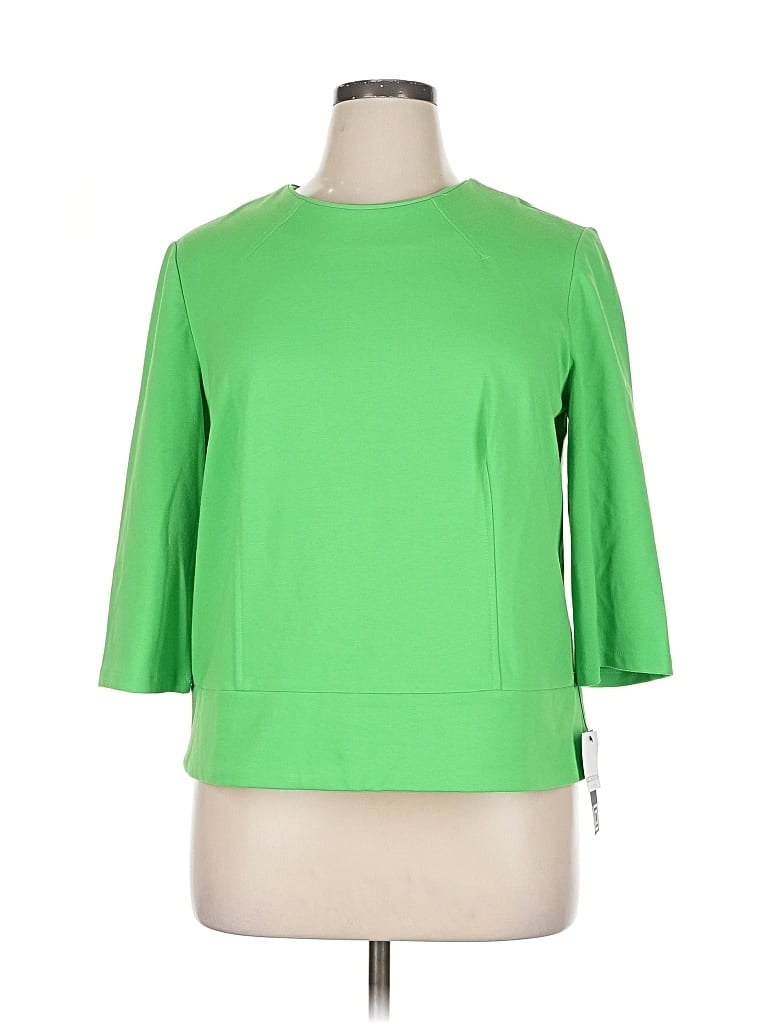 Pre-owned Liz Claiborne 3/4 Sleeve Top Green Boatneck Tops