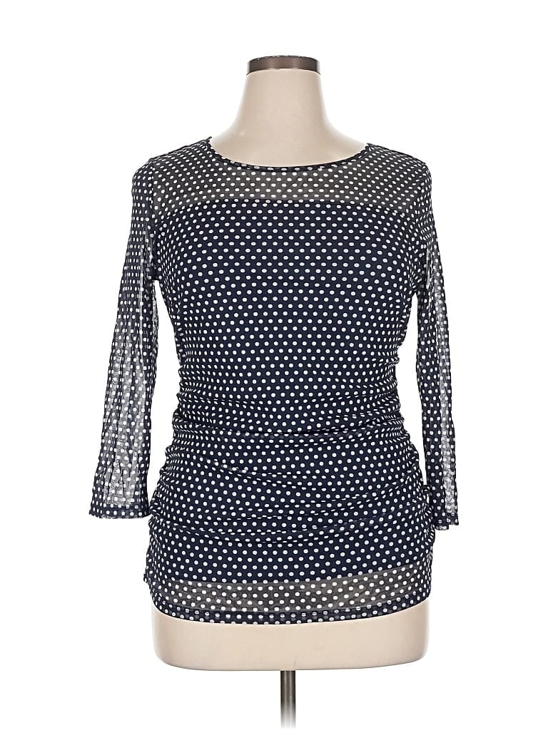 Pre-owned Inc International Concepts 3/4 Sleeve Top Blue Square Neckline Tops