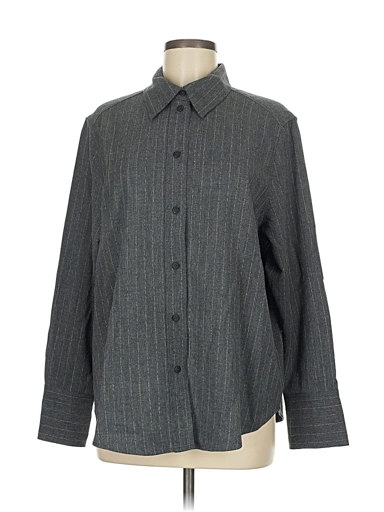 Pre-owned H&m Long Sleeve Blouse In Gray