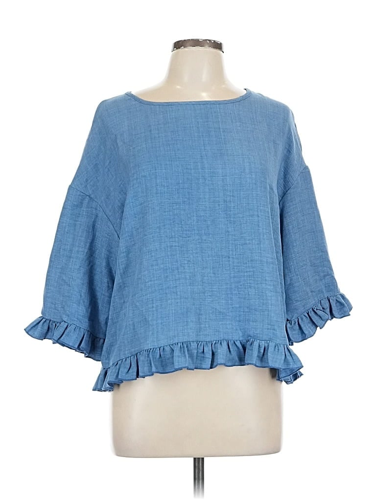 Pre-owned Shein 3/4 Sleeve Blouse In Blue