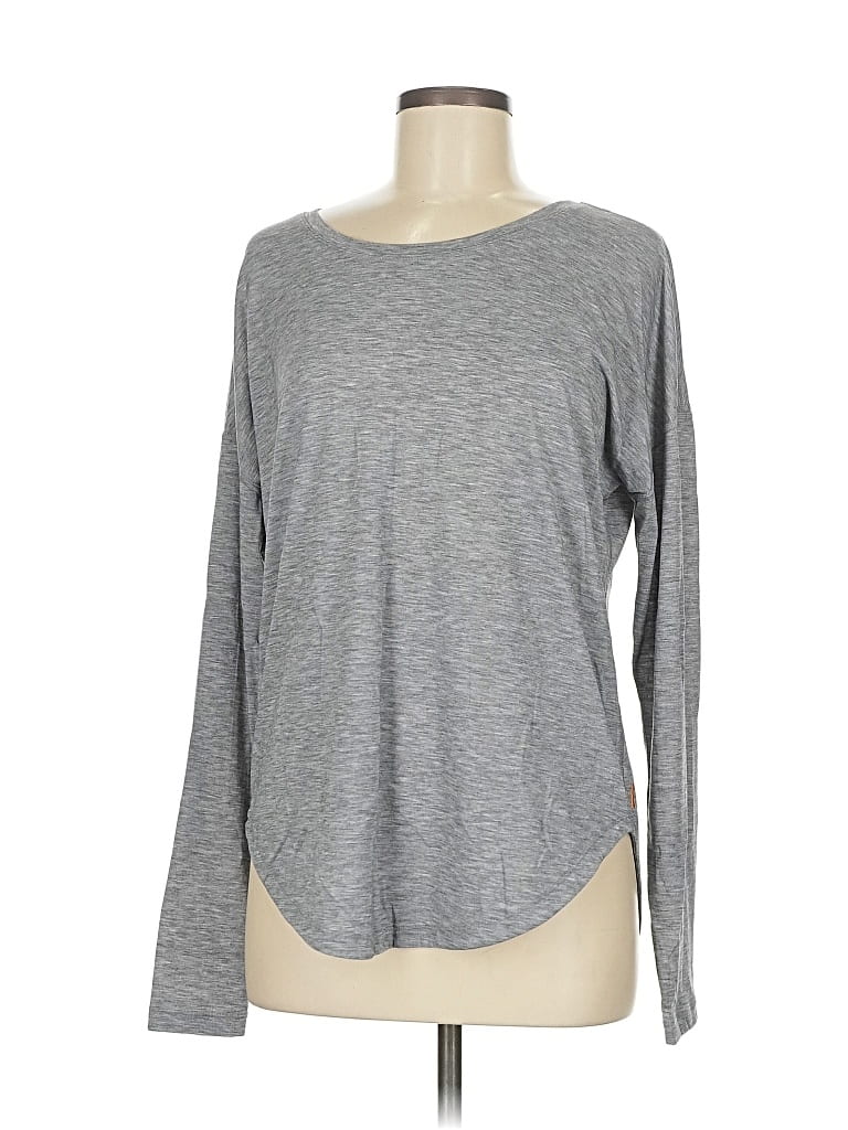 Pre-owned Lucy Long Sleeve Top Gray Crew Neck Tops