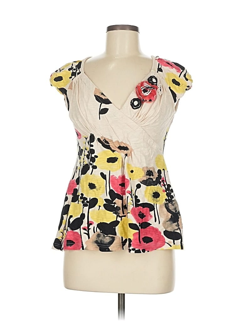 Pre-owned Baraschi Short Sleeve Blouse In Yellow