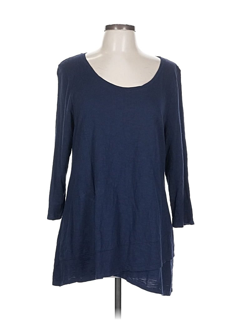 Pre-owned Chico's 3/4 Sleeve T-shirt In Blue