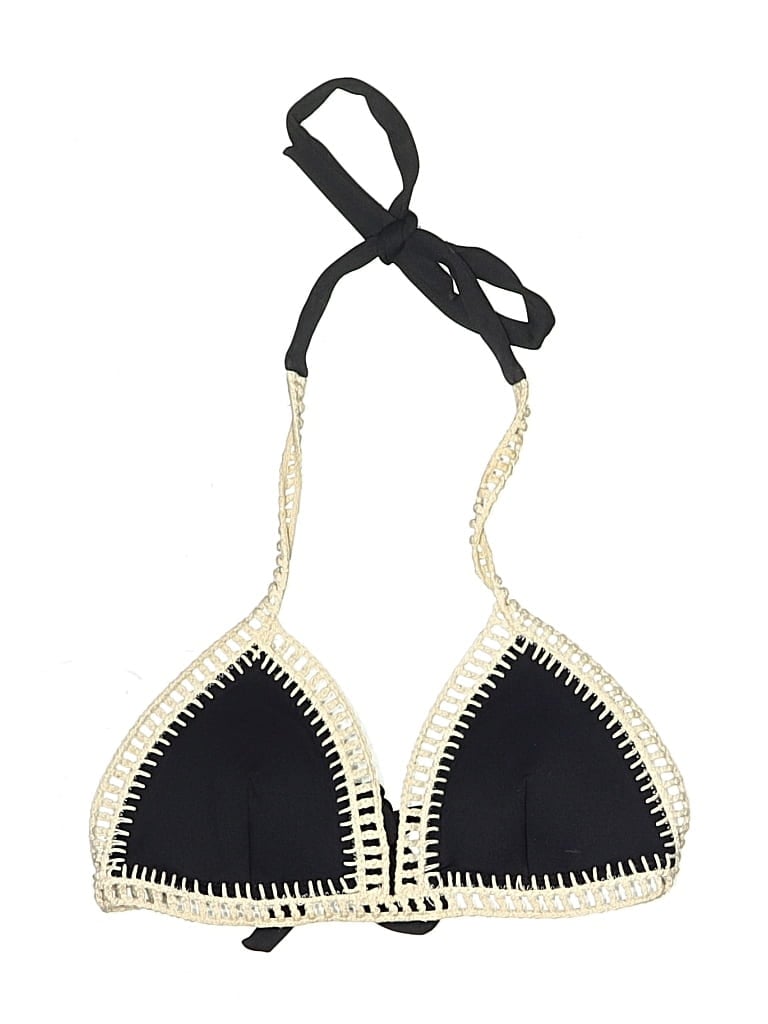 Pre-owned Victoria's Secret Swimsuit Top Black Graphic Pattern Swimwear