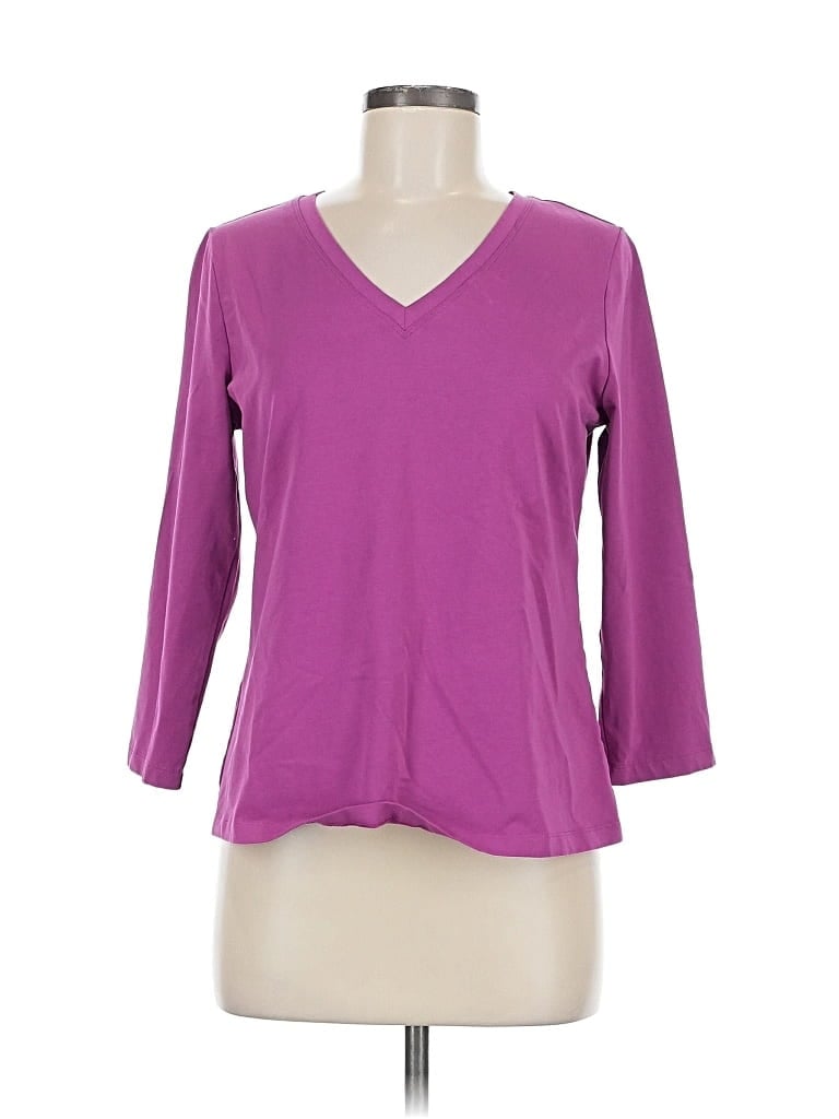 Pre-owned Chico's 3/4 Sleeve T-shirt In Purple
