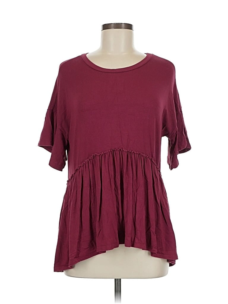 Pre-owned Unbranded Short Sleeve T-shirt In Burgundy