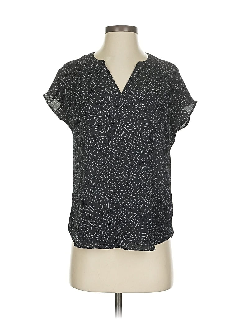 Pre-owned Banana Republic Factory Store Short Sleeve Blouse In Black
