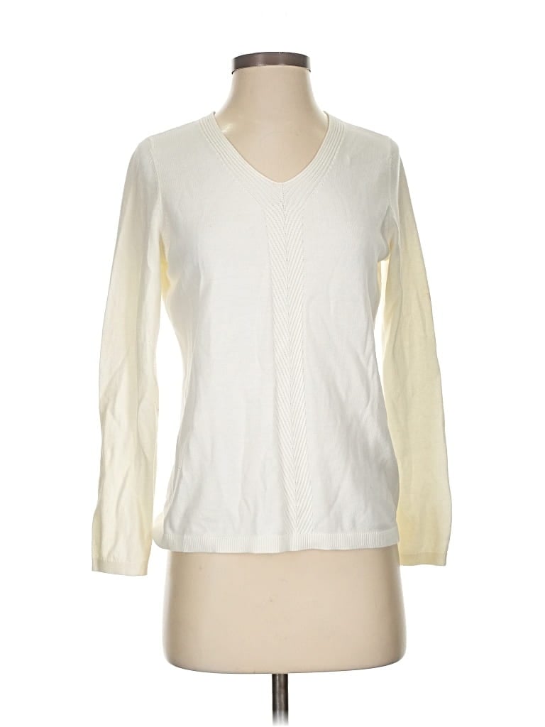 Pre-owned Talbots Outlet Pullover Sweater In White
