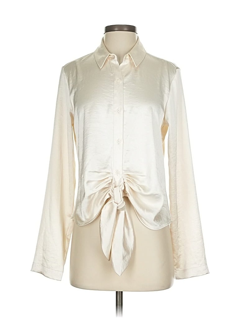 Pre-owned Express Long Sleeve Blouse In White