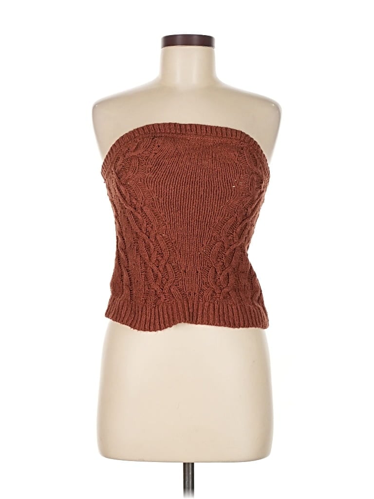 Pre-owned Maeve By Anthropologie Tube Top Brown Strapless Neckline Tops