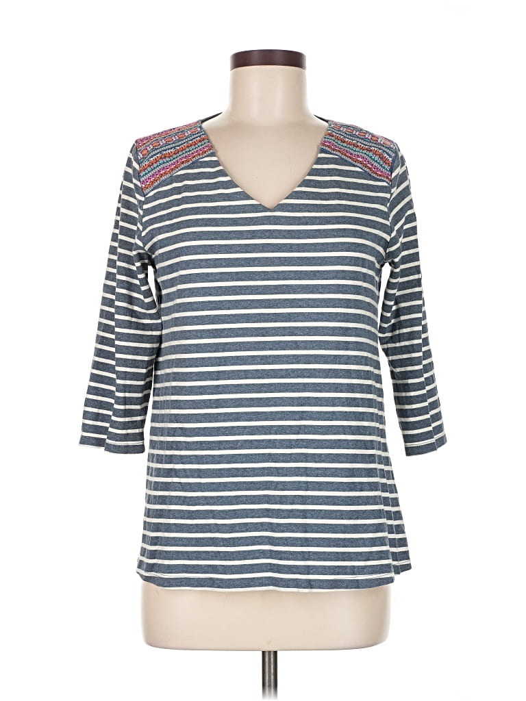 Pre-owned Thml 3/4 Sleeve Top Gray V-neck Tops