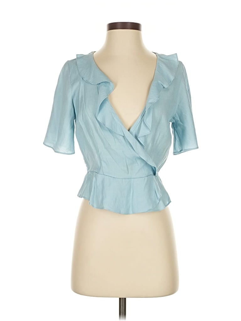 Pre-owned Sage The Label Short Sleeve Blouse In Blue