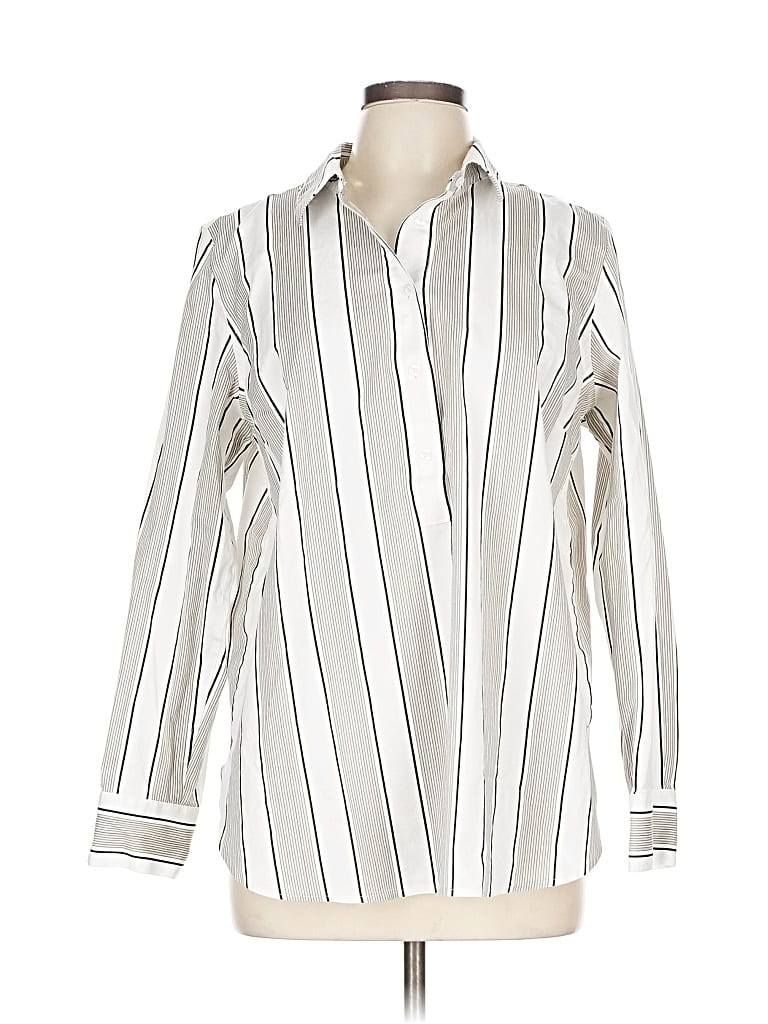 Pre-owned Talbots Long Sleeve Button Down Shirt In White