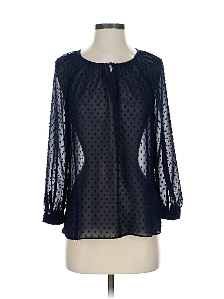 Pre-owned J.crew Factory Store 3/4 Sleeve Blouse In Blue