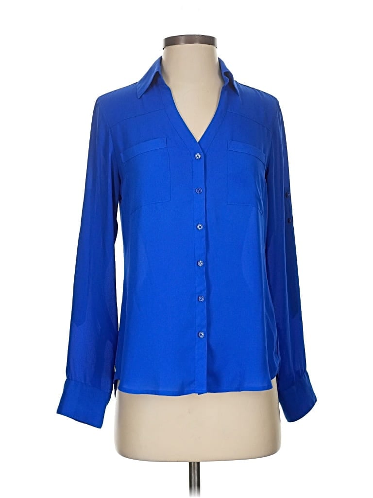 Pre-owned Express 3/4 Sleeve Blouse In Blue