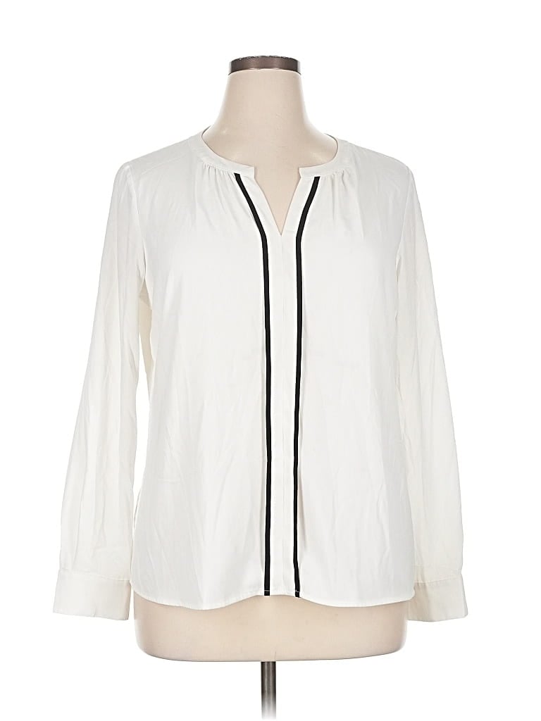 Pre-owned Calvin Klein Long Sleeve Blouse In White