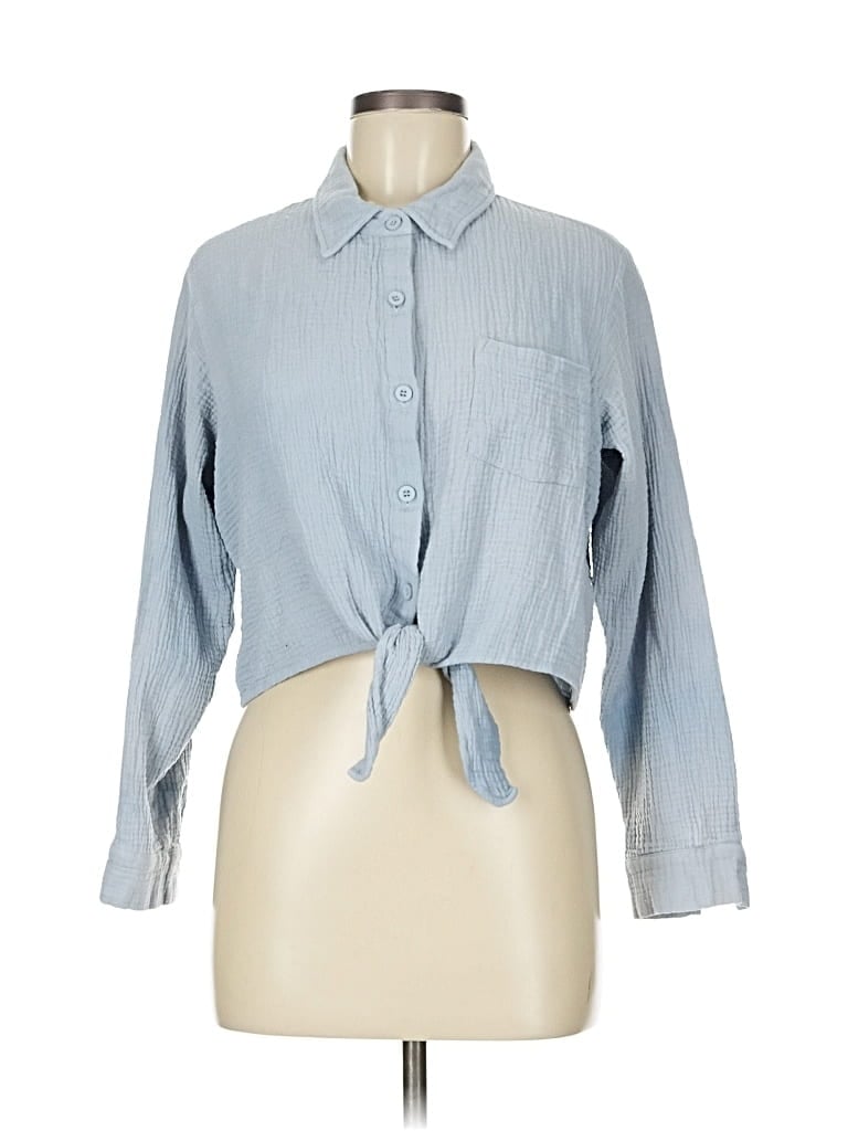 Pre-owned Assorted Brands Long Sleeve Blouse In Blue
