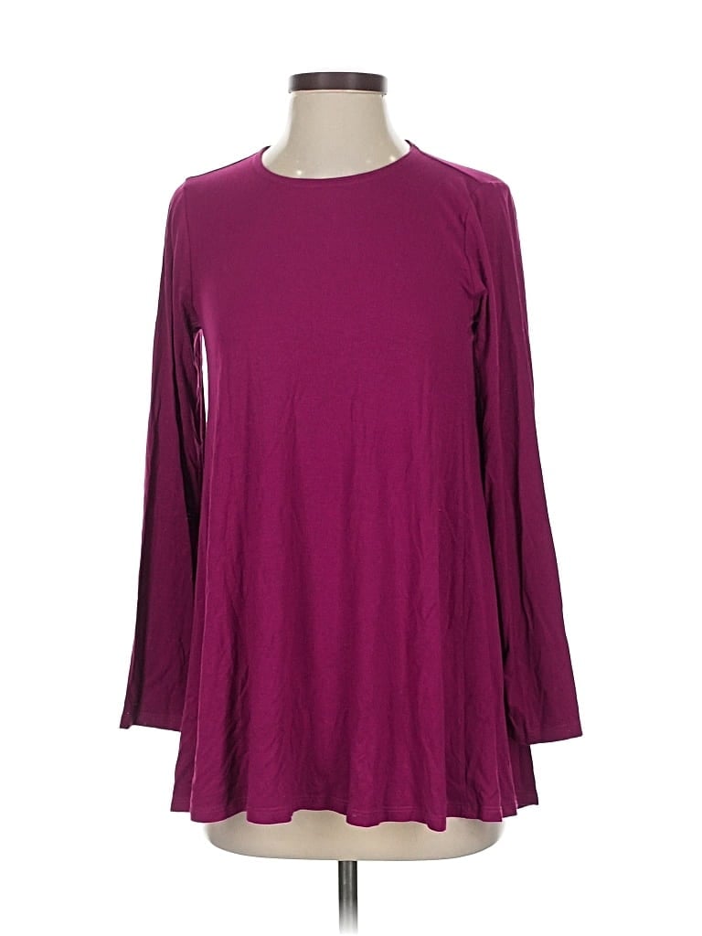 Pre-owned Eileen Fisher Long Sleeve Blouse In Purple
