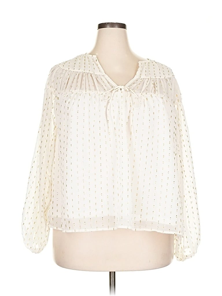 Pre-owned Old Navy Long Sleeve Blouse In White