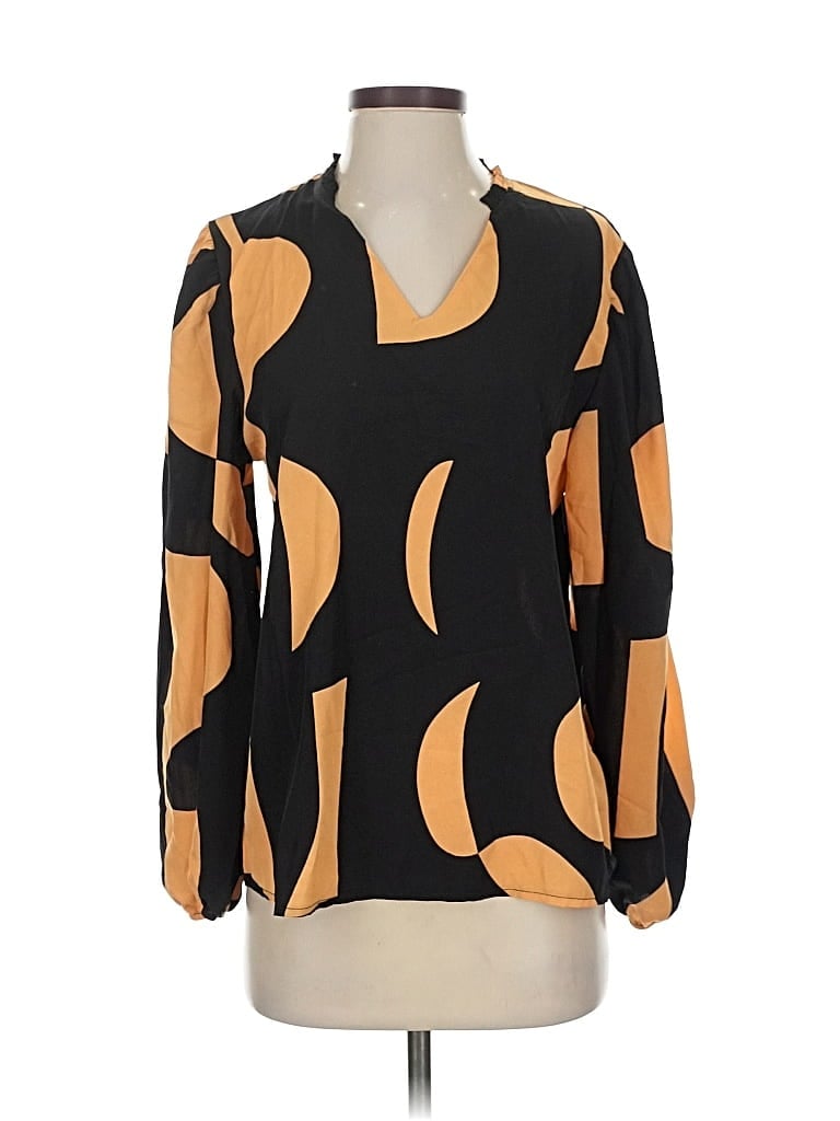 Pre-owned Unbranded 3/4 Sleeve Blouse In Orange
