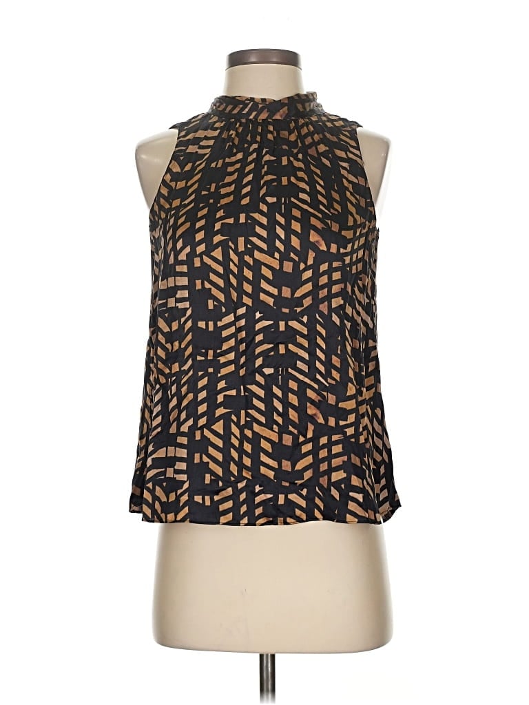 Pre-owned Go By Go Silk Sleeveless Silk Top Black Halter Neckline Tops