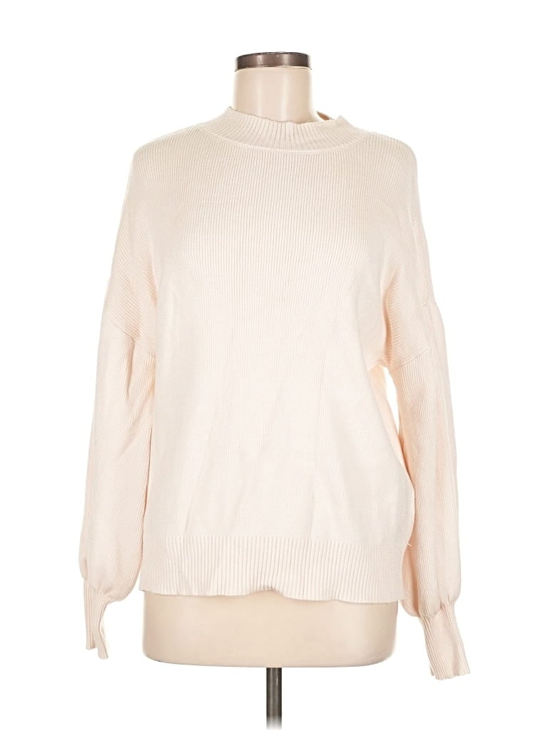 Pre-owned Zesica Turtleneck Sweater In White