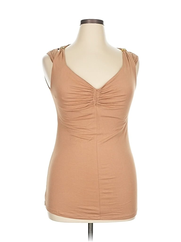 Pre-owned Joie Sleeveless Top Tan Sweetheart Neckline Tops In Brown