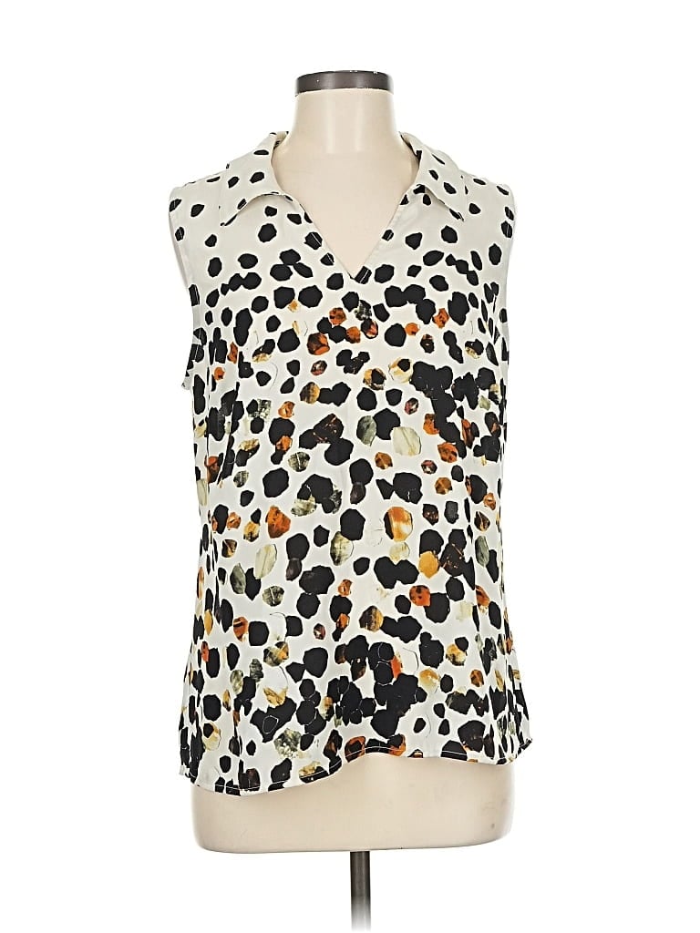 Pre-owned Cabi Sleeveless Blouse In White